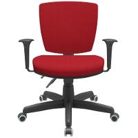 Cadeira De Escritório Executiva Office Giratória Preto Baixa Flexi P03 Poliéster Vermelho - Lyam - 3