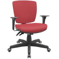 Cadeira De Escritório Executiva Office Base Giratória Preto Baixa Flexi P03 Vinil Vermelho - Lyam - 1