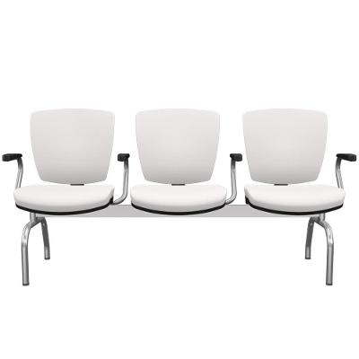Cadeira Longarina 3 Lugares Aeroporto Recepção Cromado Baixa Flexi P03 Vinil Branco - Lyam