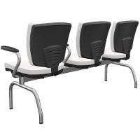 Cadeira Longarina 3 Lugares Aeroporto Recepção Cromado Baixa Flexi P03 Vinil Branco - Lyam - 6