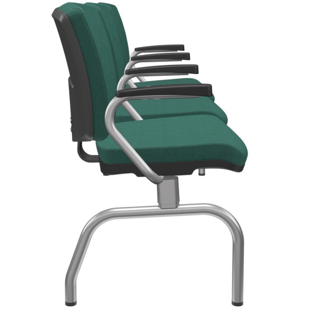 Cadeira Longarina 3 Lugares Aeroporto Recepção Cromado Baixa Flexi P03 Poliéster Verde - Lyam - 3