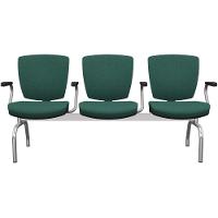 Cadeira Longarina 3 Lugares Aeroporto Recepção Cromado Baixa Flexi P03 Poliéster Verde - Lyam - 1