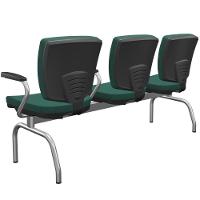 Cadeira Longarina 3 Lugares Aeroporto Recepção Cromado Baixa Flexi P03 Poliéster Verde - Lyam - 6