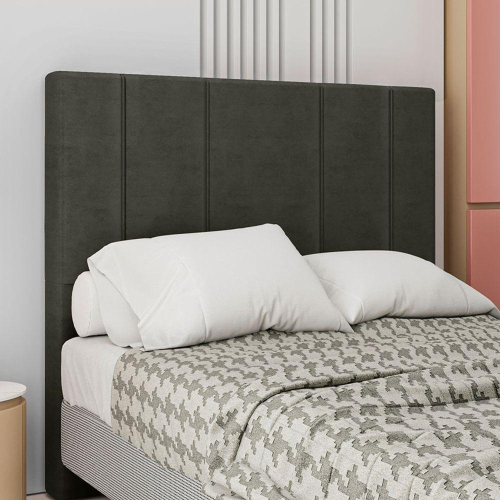 Cabeceira Estofada Casal 140 Cm Rubi Veludo Cor: Marrom - 1