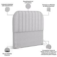 Cabeceira Cama Box Queen Estofada Orgânica 160cm Alice W01 Linho Cinza - Lyam Decor