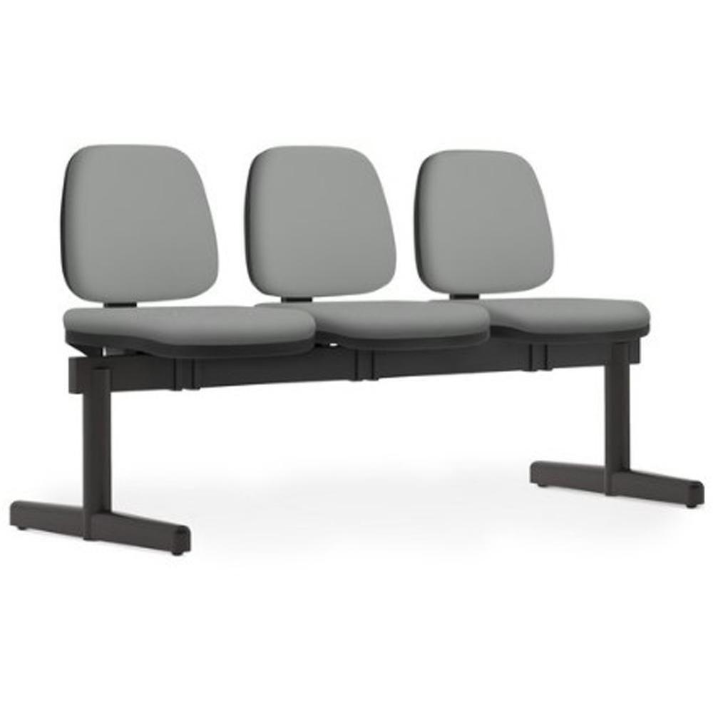 Cadeira Longarina 3 Lugares Recepção Sala De Espera Work F02 Sintético Cinza - Lyam Decor - 1