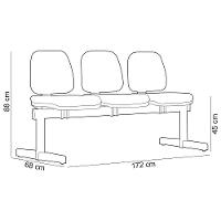 Cadeira Longarina 3 Lugares Recepção Sala De Espera Work F02 Sintético Cinza - Lyam Decor - 3