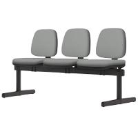 Cadeira Longarina 3 Lugares Recepção Sala De Espera Work F02 Sintético Cinza - Lyam Decor - 4