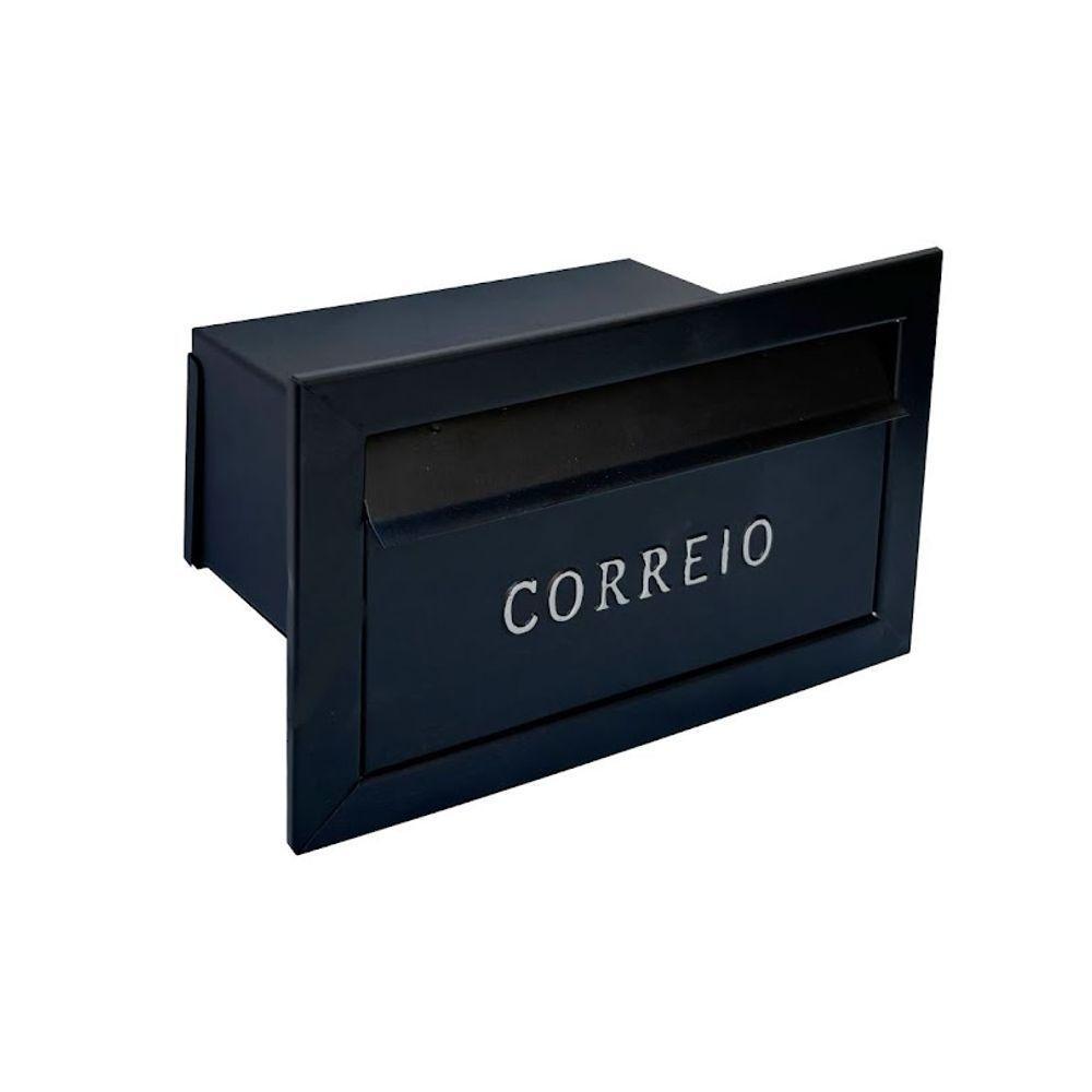 Caixa De Correio Cartas Para Muro Detras Preta 15x23x30cm - 1