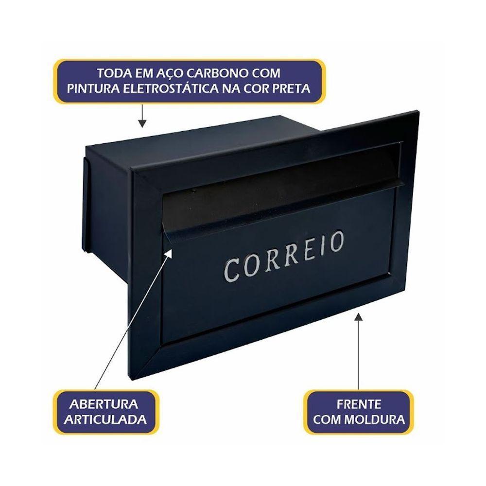 Caixa De Correio Cartas Para Muro Detras Preta 15x23x30cm - 2