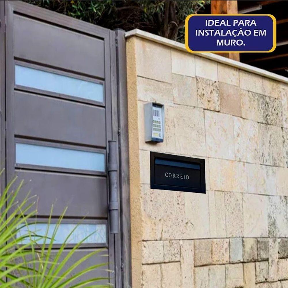 Caixa De Correio Cartas Para Muro Detras Preta 15x23x30cm - 6