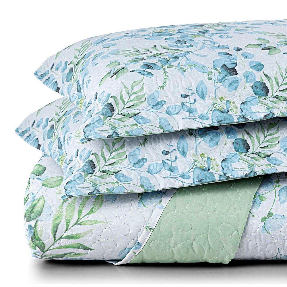 Kit Cobre Leito Colcha Maris Queen Estampado Dupla Face Percalle 200 Fios 3 Peças Forest Verde - 2