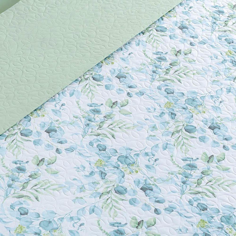 Kit Cobre Leito Colcha Maris Queen Estampado Dupla Face Percalle 200 Fios 3 Peças Forest Verde - 7