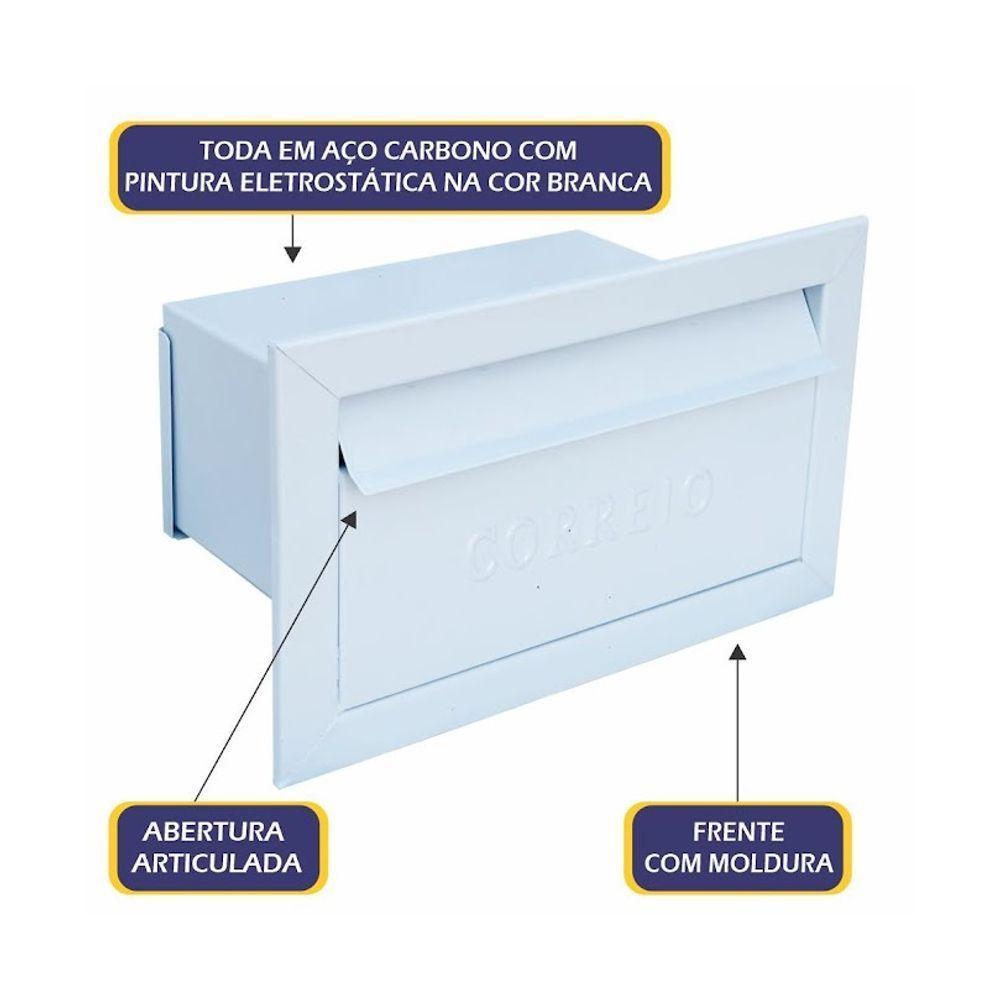 Caixa De Correio Cartas Para Muro Detras Branca 15x23x30cm - 2