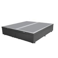 Cama Box Baú King Bipartido Loja Xerife Sintético Cinza 41x193x203 - 2