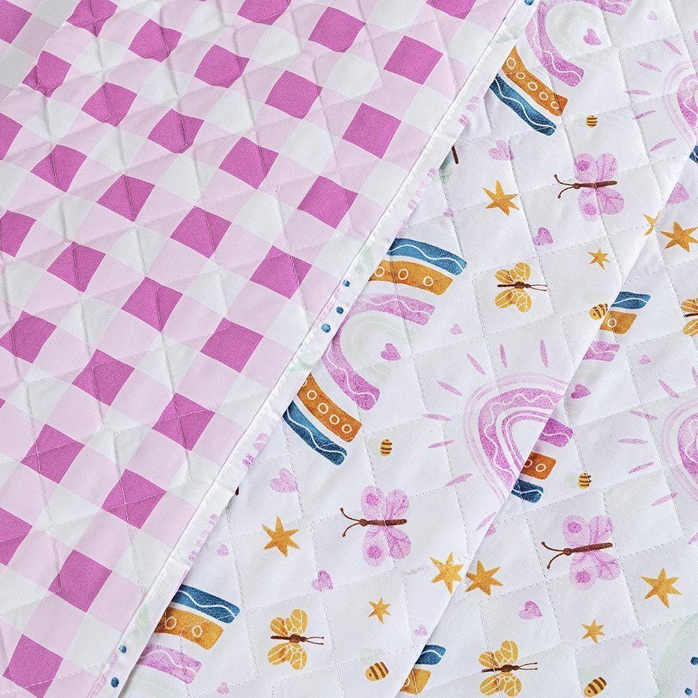 Kit Cobre Leito Colcha Solteiro Infantil Lutti Dupla Face 200 Fios 2 Peças Arco íris Rainbow Rosa - 5