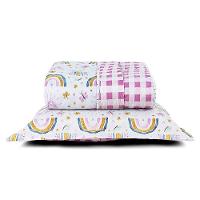 Kit Cobre Leito Colcha Solteiro Infantil Lutti Dupla Face 200 Fios 2 Peças Arco íris Rainbow Rosa - 1