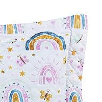 Kit Cobre Leito Colcha Solteiro Infantil Lutti Dupla Face 200 Fios 2 Peças Arco íris Rainbow Rosa