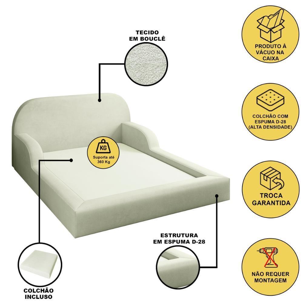 Cama Colchão Casal Montessoriana Infantil Proteção Lateral Bege - 3