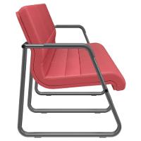 Cadeira Longarina 3 Lugares Recepção Com Braço Pés Preto Lev P03 Vinil Vermelho - Lyam Decor - 2