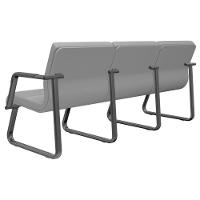 Cadeira Longarina 3 Lugares Recepção Com Braço Pés Preto Lev P03 Vinil Cinza - Lyam Decor - 5