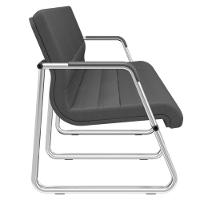 Cadeira Longarina 3 Lugares Recepção Com Braço Pés Cromado Lev P03 Crepe Preto - Lyam Decor - 2