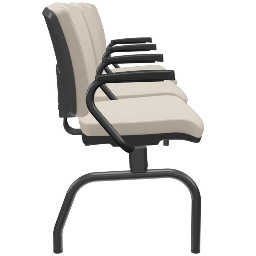 Cadeira Longarina 3 Lugares Aeroporto Recepção Preto Baixa Flexi P03 Vinil Bege - Lyam - 6