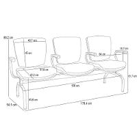 Cadeira Longarina 3 Lugares Aeroporto Recepção Preto Baixa Flexi P03 Vinil Bege - Lyam - 5
