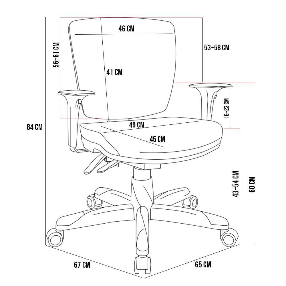 Kit 02 Cadeiras De Escritório Executiva Giratória Preto Baixa Flexi P03 Poliéster Vermelho - Lyam - 5