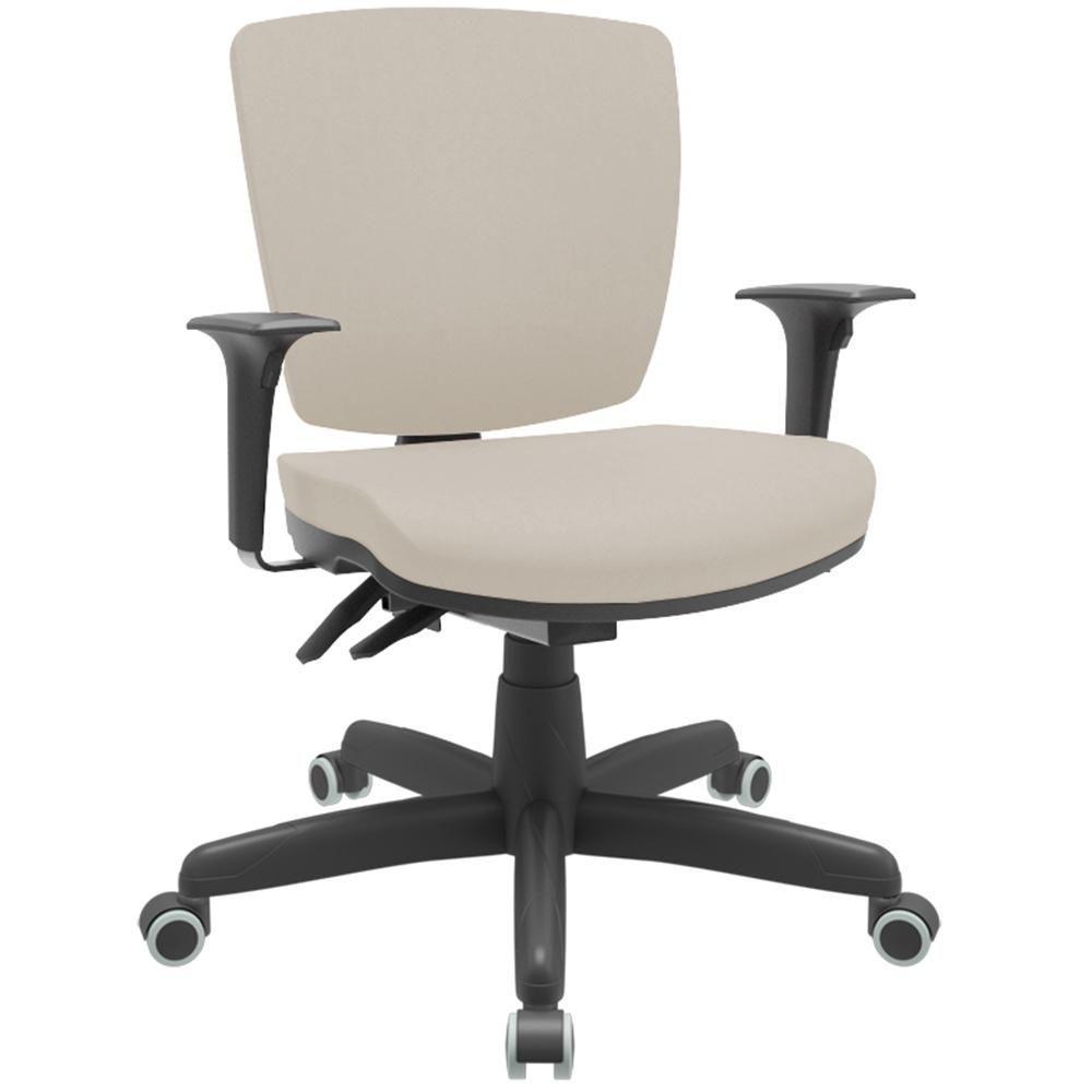 Kit 02 Cadeiras De Escritório Executiva Office Giratória Preto Baixa Flexi P03 Vinil Bege - Lyam - 3