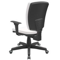 Kit 02 Cadeiras De Escritório Diretor Office Giratória Preto Alta Flexi P03 Vinil Branco - Lyam - 8