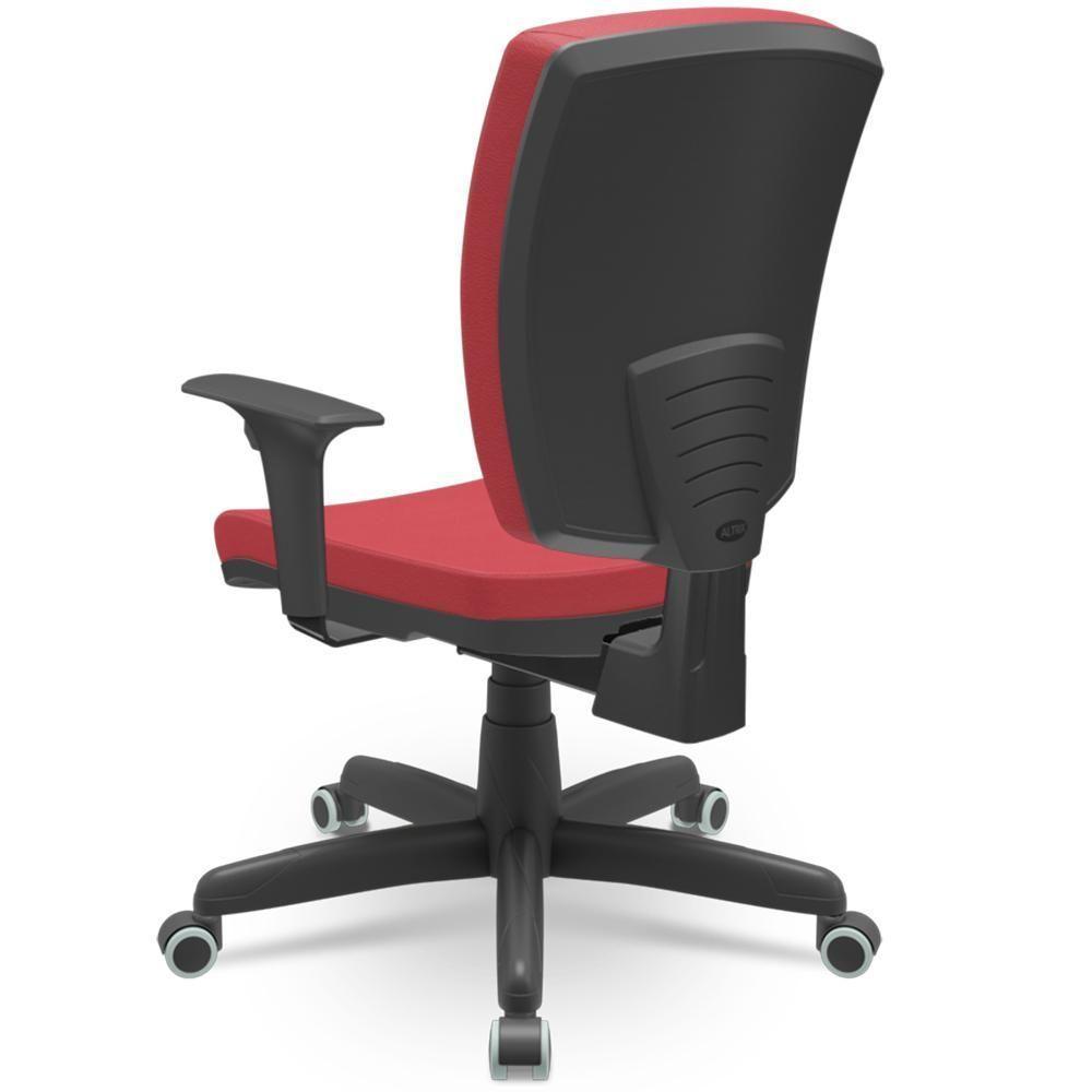 Kit 02 Cadeiras De Escritório Diretor Office Giratória Preto Alta Flexi P03 Vinil Vermelho - Lyam - 8