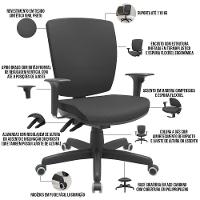 Kit 02 Cadeiras De Escritório Diretor Office Base Giratória Preto Alta Flexi P03 Vinil Preto - Lyam