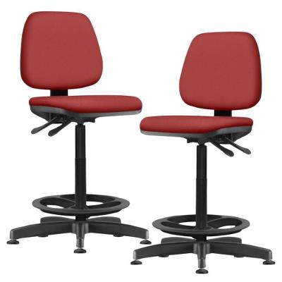 Kit 02 Cadeiras Caixa Alta Giratória Estofada Work F02 Sintético Vermelho - Lyam Decor