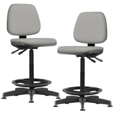 Kit 02 Cadeiras Caixa Alta Giratória Estofada Work F02 Sintético Cinza - Lyam Decor