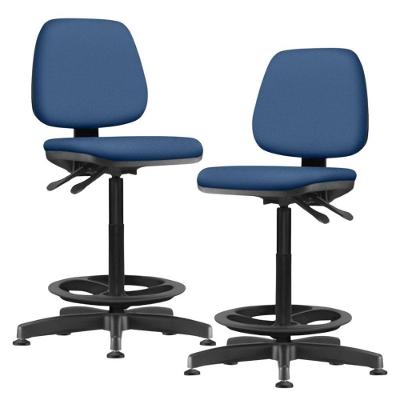 Kit 02 Cadeiras Caixa Alta Giratória Estofada Work F02 Crepe Azul - Lyam Decor