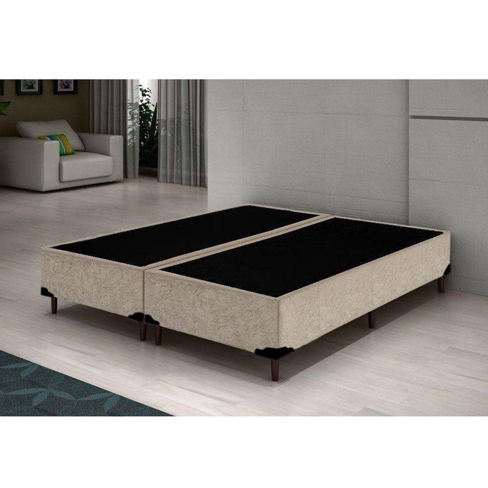 Cama Box Blindado King Bipartido Loja Xerife Suede Bege 40x193x203 - 2