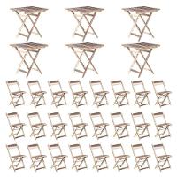 Kit 6 Mesas Dobráveis Com 24 Cadeiras 100% Madeira Maciça Ypê Natural - 2