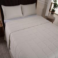 Kit Cobre Leito Colcha Lunar King 3 Peças 400 Fios Matelado Dupla Face - Bege - 100% Poliéster - 3