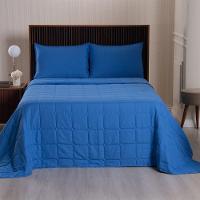 Kit Cobre Leito Colcha Lunar King 3 Peças 400 Fios Matelado Dupla Face - Azul Royal - 100% Poliéster - 2