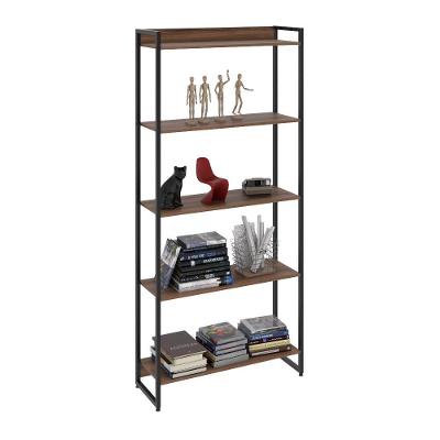 Estante Multiuso Para Escritório Industrial 05 Prateleiras Areta 186x80cm C01 Nogal - Lyam Decor