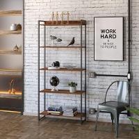 Estante Multiuso Para Escritório Industrial 05 Prateleiras Areta 186x80cm C01 Nogal - Lyam Decor - 2