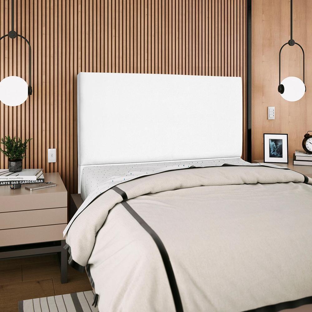 Cabeceira Casal 140 Cm Com Frame Luna Suede Branco Artte Branco - 8