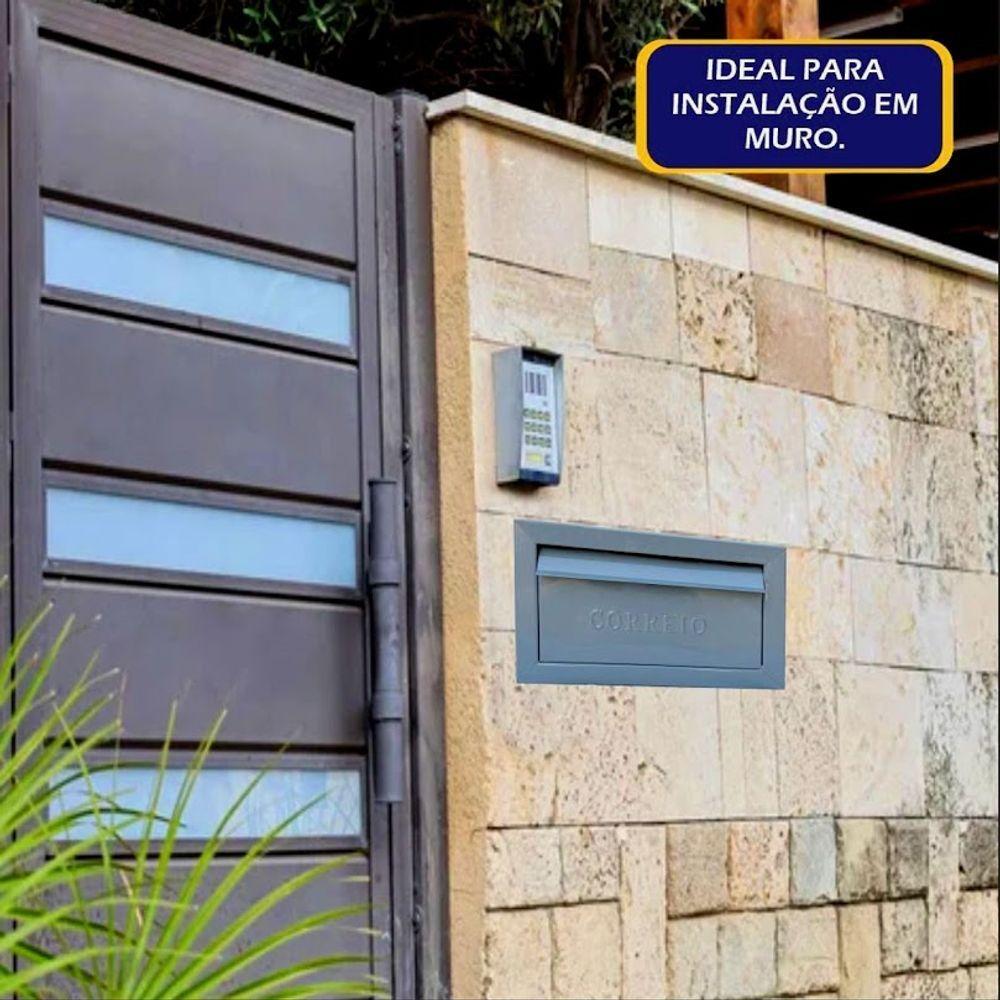 Caixa De Correio Cartas Para Muro Detras Cinza 15x23x30cm - 3
