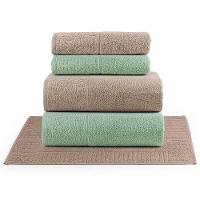 Jogo De Banho Blume Toalhas Macias 100% Algodão Fio Penteado 5 Peças Verde E Bege - 1