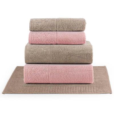 Jogo De Banho Blume Toalhas Macias 100% Algodão Fio Penteado 5 Peças Rosa E Bege