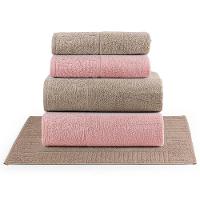 Jogo De Banho Blume Toalhas Macias 100% Algodão Fio Penteado 5 Peças Rosa E Bege - 1