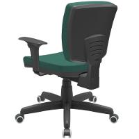 Kit 04 Cadeiras Escritório Executiva Office Giratória Preto Baixa Flexi P03 Poliéster Verde - Lyam - 8