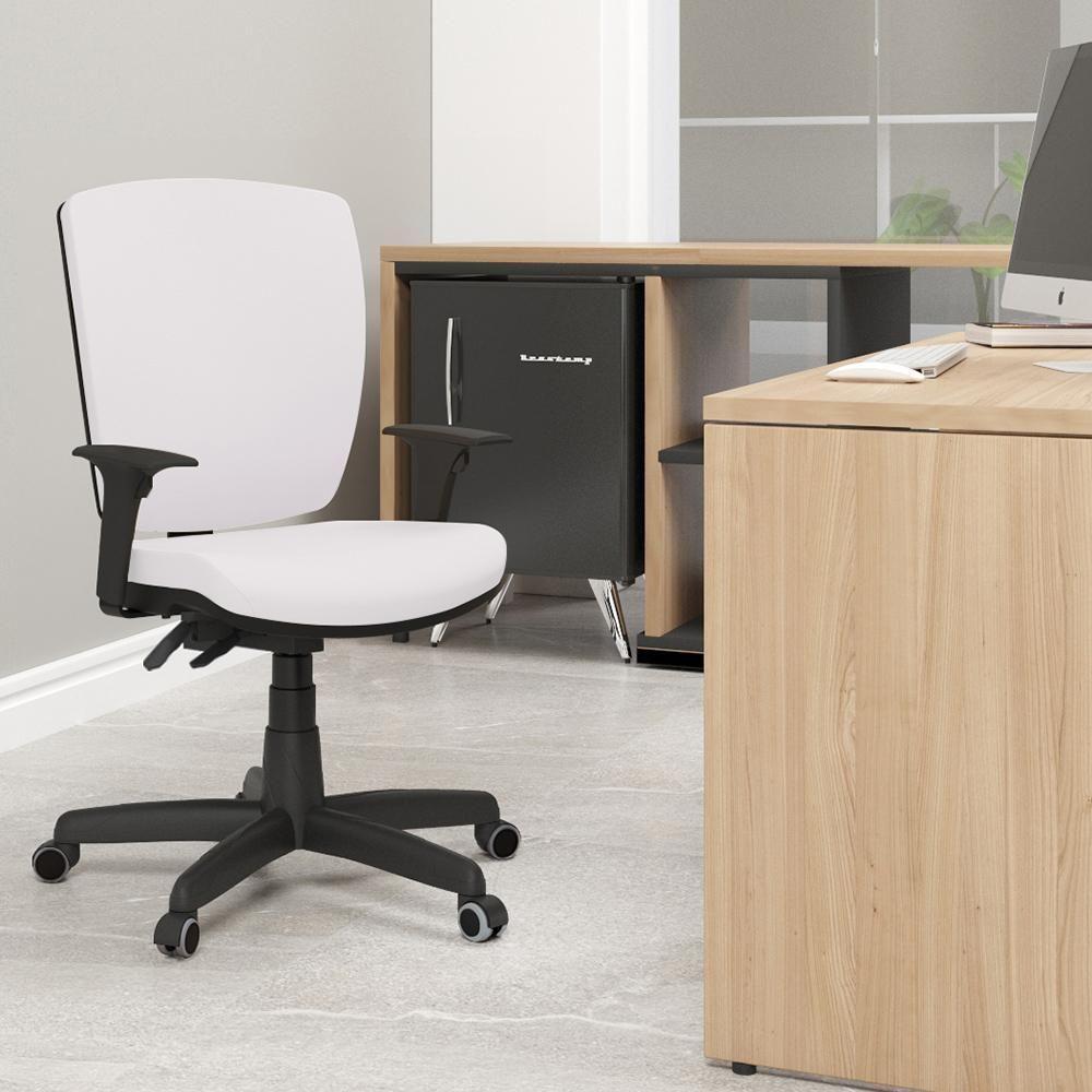 Kit 04 Cadeiras De Escritório Diretor Office Giratória Preto Alta Flexi P03 Vinil Branco - Lyam - 2