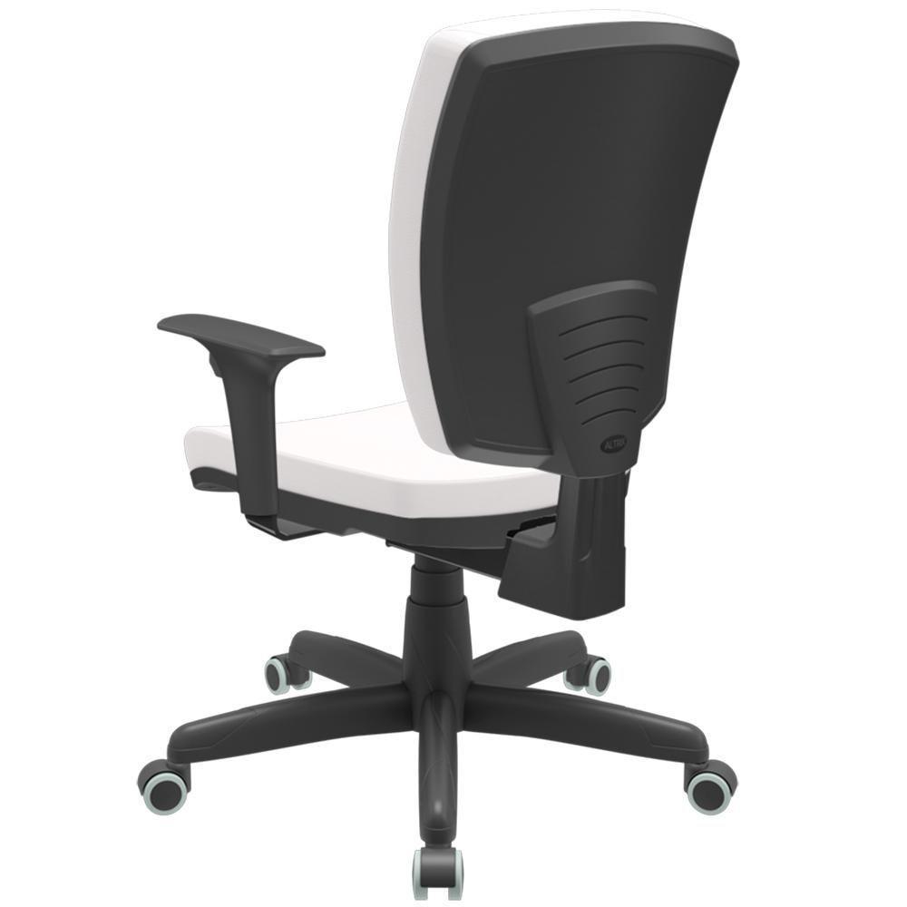 Kit 04 Cadeiras De Escritório Diretor Office Giratória Preto Alta Flexi P03 Vinil Branco - Lyam - 8